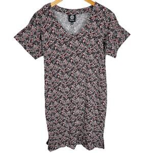 NWT Nordstrom Bobeau Micro Floral Black T-shirt Mini Sheath Dress Size Small